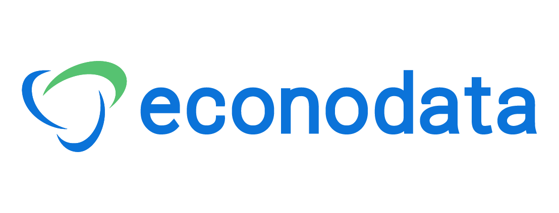 logo econodata logo escrito econodata na cor azul e verde